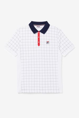 FILA Nile Polos White / Navy / Red,Mens Clothing | CA.FUTASN935